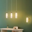 Golden bell wall light with textured opal glass - Leonora