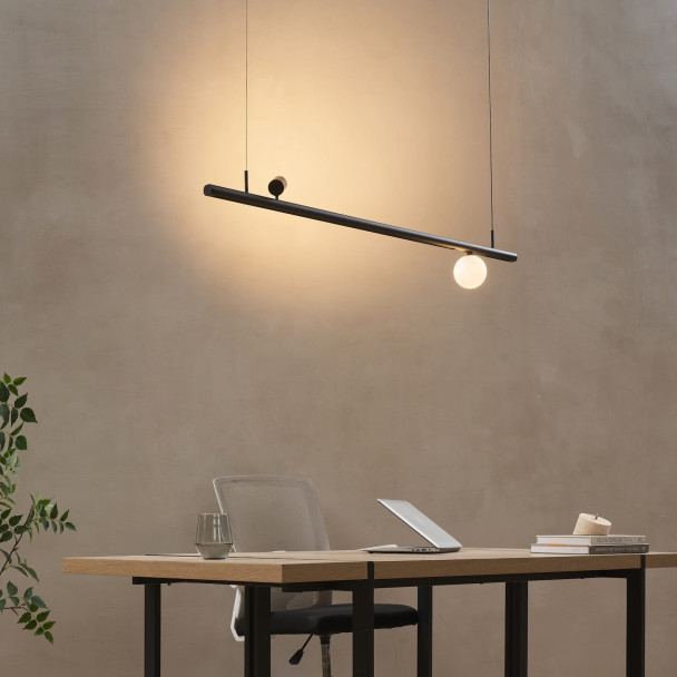 Black track pendant with spot and globe - Lyne