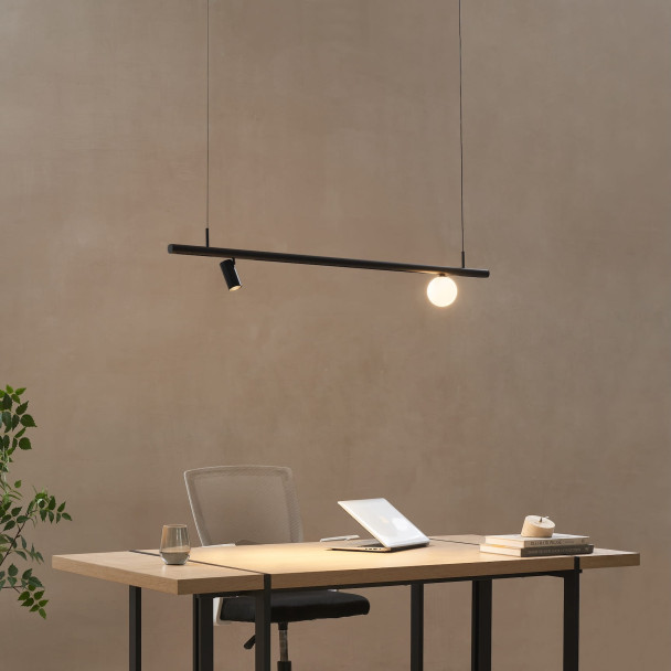 Black suspended designer LED track - Lyne