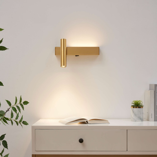 Brushed brass LED wall light duo | Lodvi