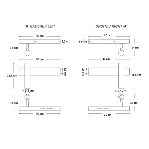 Set of 2 brass bedside wall lights left and right - Lodvi