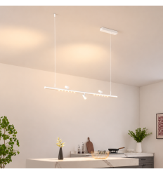 Magnetic white pendant light with 3 spotlights and 2 LED...