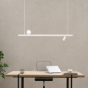 White magnetic pendant system 1 spotlight 2 profiles and 1 glass globe LED 22W - Lyne
