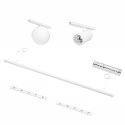 White magnetic pendant system 1 spotlight 2 profiles and 1 glass globe LED 22W - Lyne