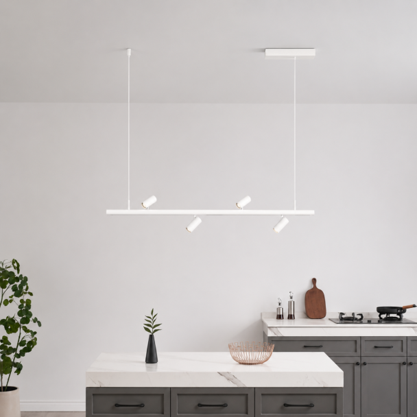 White pendant light with magnetic system and 4...