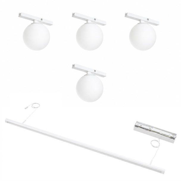 White pendant light with magnetic system and 4...