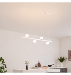 White pendant light with magnetic system and 4 LED glass...
