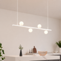 White pendant light with magnetic system and 4 LED glass globes 12W - Lyne