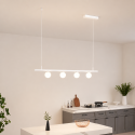 White pendant light with magnetic system and 4 LED glass globes 12W - Lyne