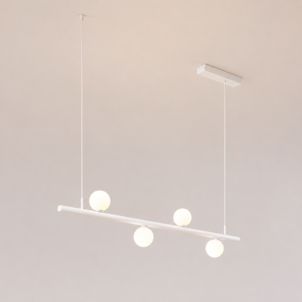 White pendant light with magnetic system and 4...