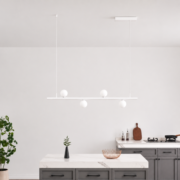White pendant light with magnetic system and 4...