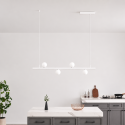 White pendant light with magnetic system and 4 LED glass globes 12W - Lyne