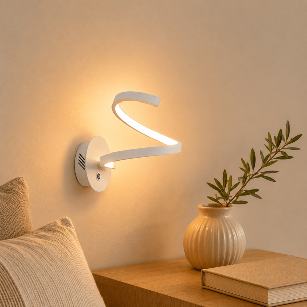 White spiral LED wall lamp - Looper
