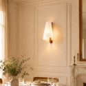 White and wood wall light with warm and soft ambiance - Dolzo