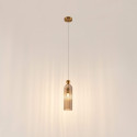 Gold pendant with smoked fluted glass - Leonora