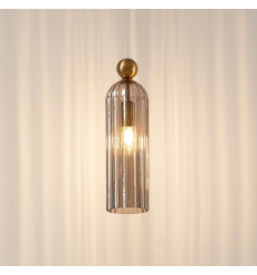 Gold pendant with smoked fluted glass - Leonora