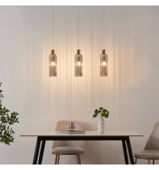 Gold pendant with smoked fluted glass - Leonora 2