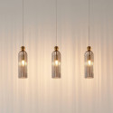 Gold pendant with smoked fluted glass - Leonora