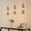 Gold pendant with smoked fluted glass - Leonora