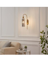 Large gold bell wall light with textured smoked glass - Leonora