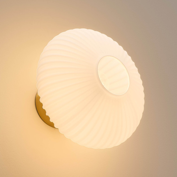 Wall light or spot with ribbed opal glass -...