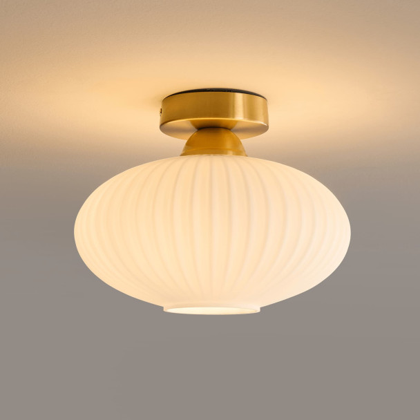 Wall light or spot with ribbed opal glass -...
