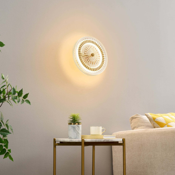 Gold LED wall light with clear glass disc - Alma