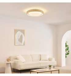 Dimmable round beige ribbed LED ceiling light 50 cm -... 2