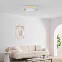 Dimmable round beige ribbed LED ceiling light 50 cm - Facciotto