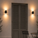 Black designer outdoor wall light with dual light beam IP65 - Volta