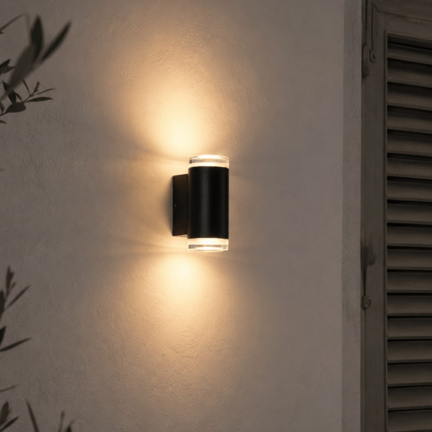 Black designer outdoor wall light with dual...