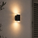 Black designer outdoor wall light with dual light beam IP65 - Volta