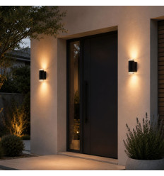 Black designer outdoor wall light with dual light beam... 2