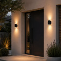 Black designer outdoor wall light with dual light beam IP65 - Volta