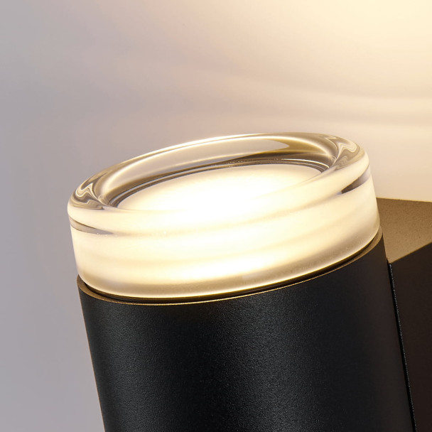 Black designer outdoor wall light with dual...