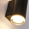 Black designer outdoor wall light with dual light beam IP65 - Volta
