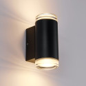 Black designer outdoor wall light with dual light beam IP65 - Volta