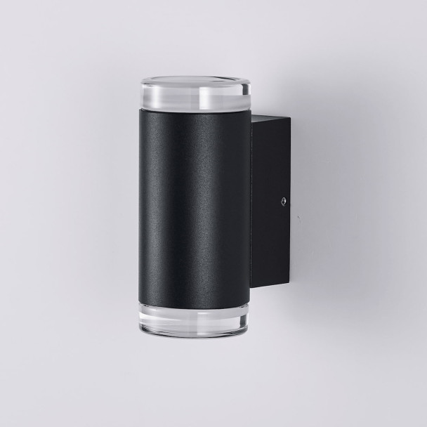 Black designer outdoor wall light with dual...