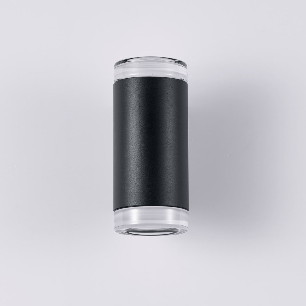 Black designer outdoor wall light with dual...