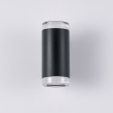 Black designer outdoor wall light with dual light beam IP65 - Volta