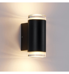 Black designer outdoor wall light with dual light beam...