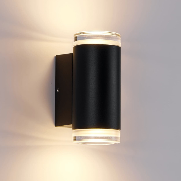 Black designer outdoor wall light with dual...