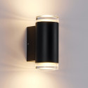 Black designer outdoor wall light with dual light beam IP65 - Volta