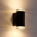 Black designer outdoor wall light with dual light beam IP65 - Volta