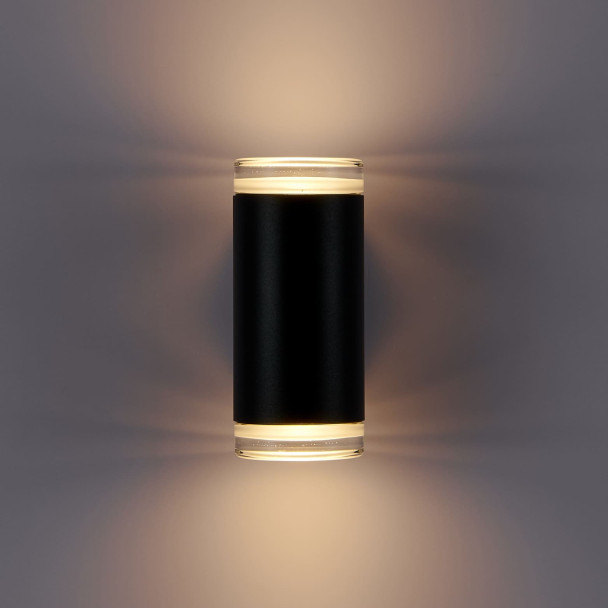 Black designer outdoor wall light with dual...