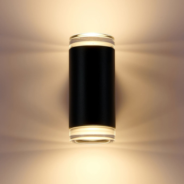 Black designer outdoor wall light with dual...