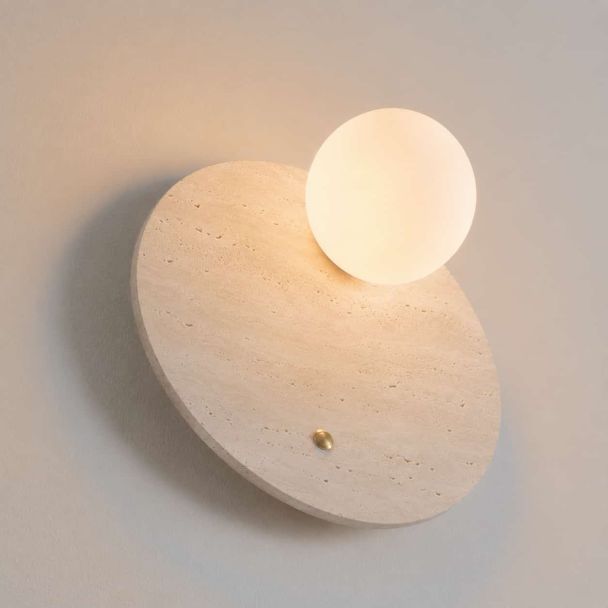 Wall light in travertine marble and glass - Oré