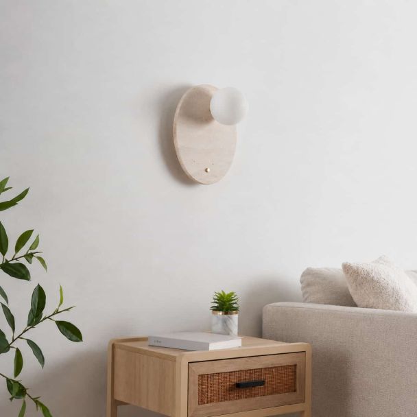 Wall light in travertine marble and glass - Oré