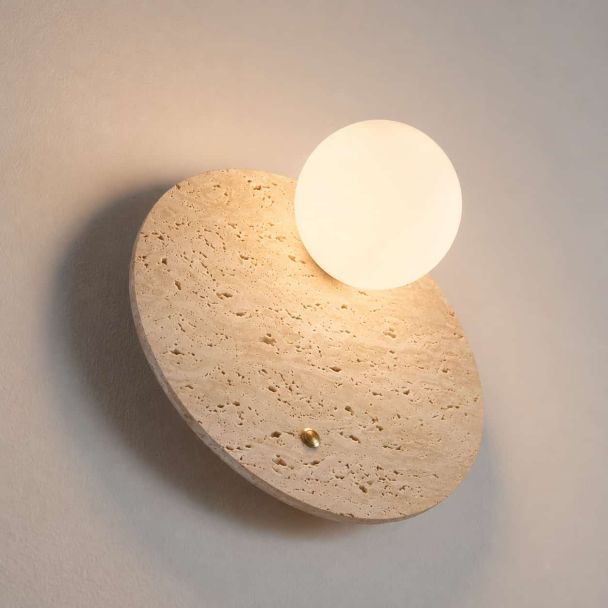 Wall light in travertine marble and glass - Oré