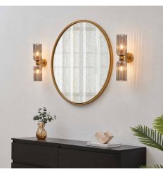 Large double wall light with textured smoked glass - Leonora 2